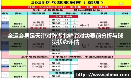 全运会男足天津对阵湖北精彩对决赛前分析与球员状态评估